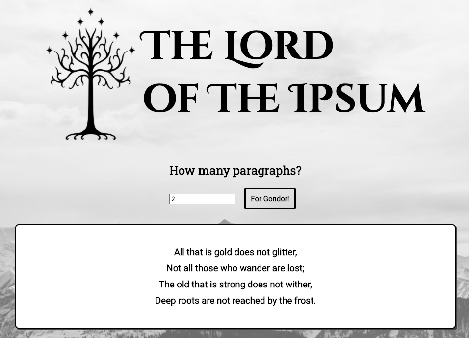 Lord of The Ipsum app screenshot